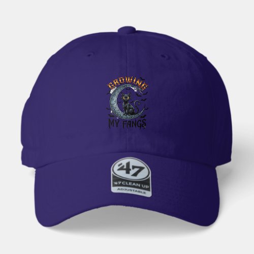 Growing Fangs Black Cat Crescent Moon Bats Hallowe 47 Brand Hat