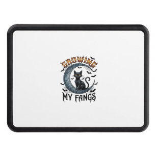 Growing Fangs Black Cat Crescent Moon Bats Hallowe Hitch Cover