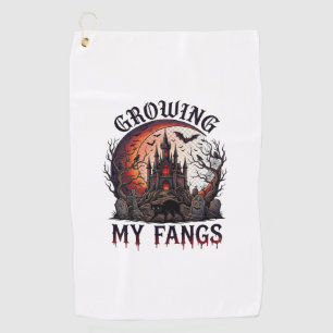 Growing Fangs Halloween Haunted Castle Black Cat M Golf Towel