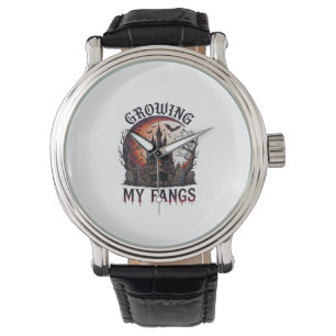 Growing Fangs Halloween Haunted Castle Black Cat M Watch