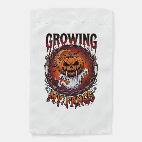 Growing Fangs Vampire Pumpkin Ghost Bats Skulls Garden Flag