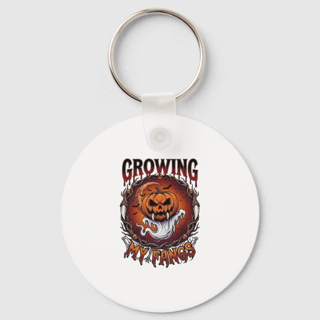 Growing Fangs Vampire Pumpkin Ghost Bats Skulls Keychain (Front)