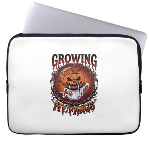 Growing Fangs Vampire Pumpkin Ghost Bats Skulls Laptop Sleeve