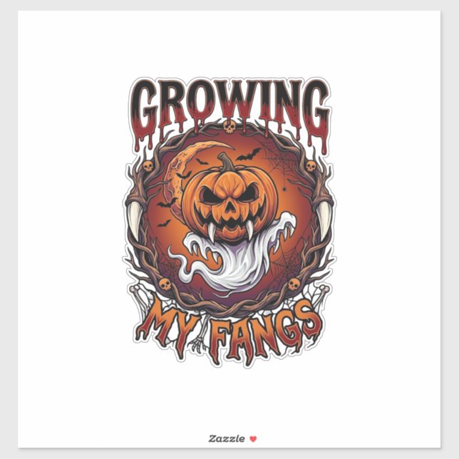 Growing Fangs Vampire Pumpkin Ghost Bats Skulls Sticker (Sheet)