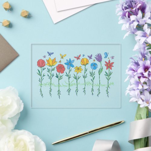 Growing flowers design acrylic invitations