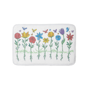 Growing flowers design bath mat