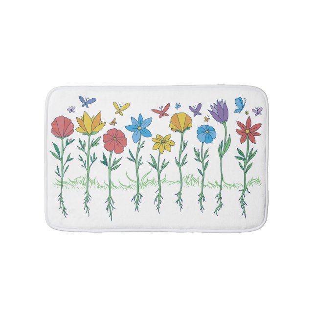 Growing flowers design bath mat (Front)
