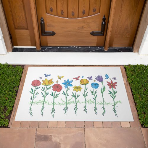 Growing flowers design doormat