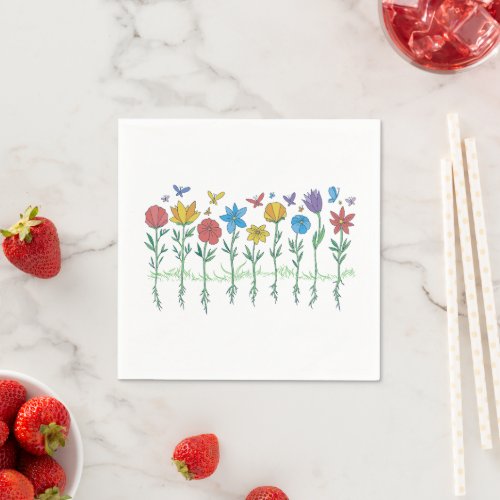 Growing flowers design napkins
