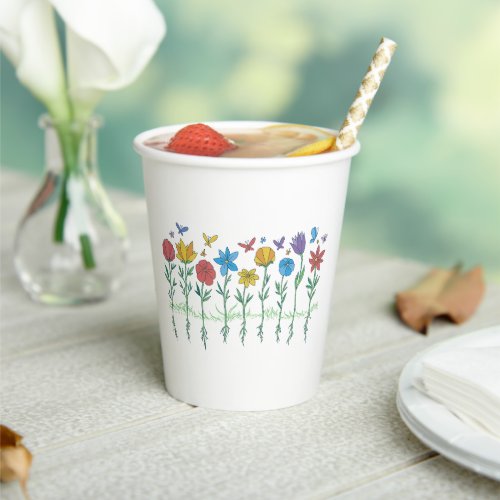 Growing flowers design paper cups