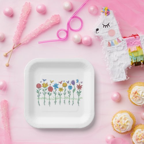 Growing flowers design paper plates
