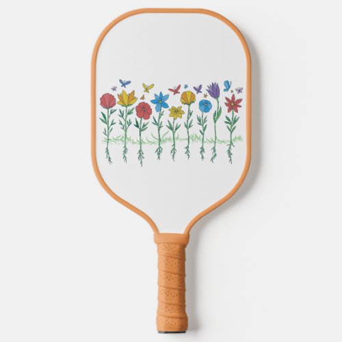 Growing flowers design pickleball paddle