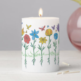 Growing flowers design pillar candle