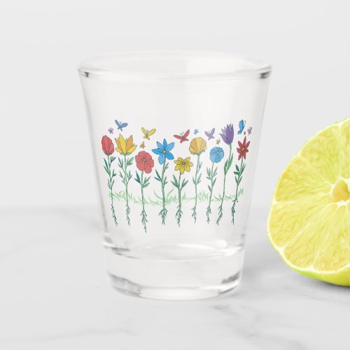 Growing flowers design shot glass