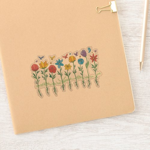 Growing flowers design sticker
