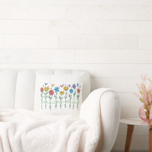 Growing flowers design throw pillow