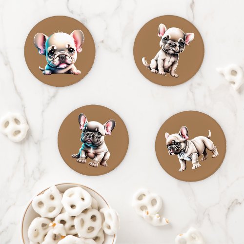 Growing French Bulldog Fun  Cute Coaster Set