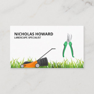 Growing Grass Lawn Mower Gardening Shears Business Card