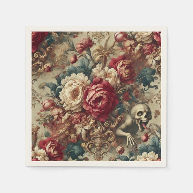 Growing Grotesque – Gothic Floral  Napkins (Front)