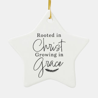 Growing in Grace Black and White Star Christmas Ceramic Ornament