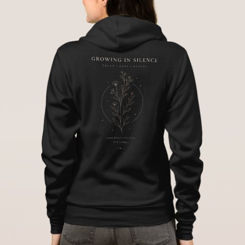 Growing in Silence Aesthetic Floral Women’s Black  Hoodie