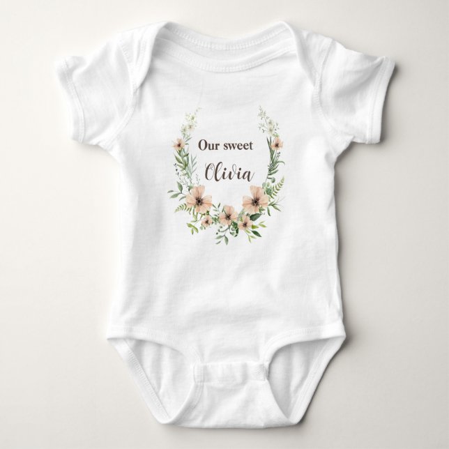 Growing like a weed, Delicate Botanical,  Baby Bodysuit (Front)
