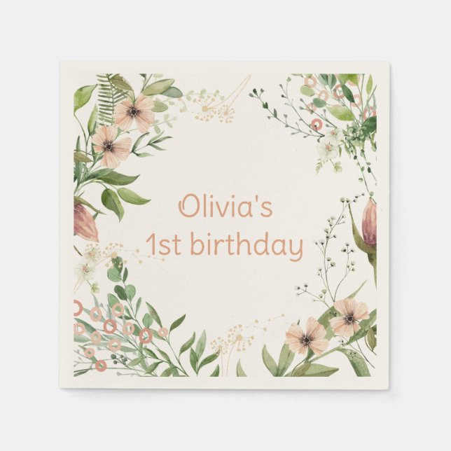 Growing like a weed first birthday, napkins (Front)