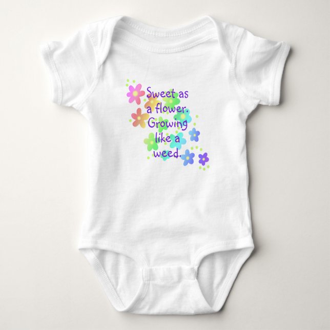 "Growing like a weed" Funny Rainbow Baby Bodysuit (Front)