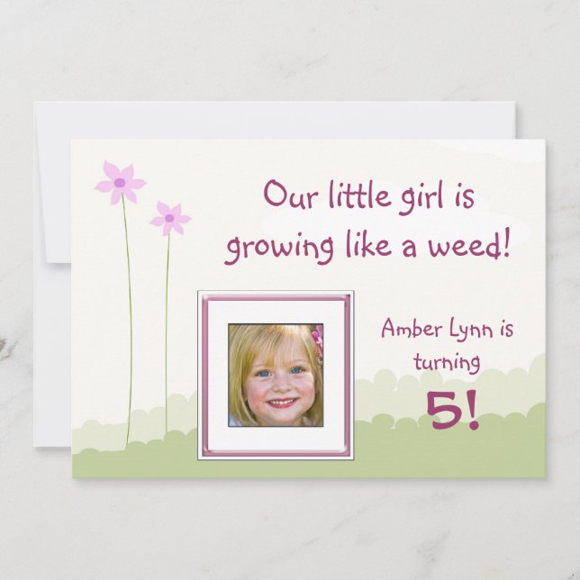 Growing Like A Weed Little Girl Birthday Card (Front)