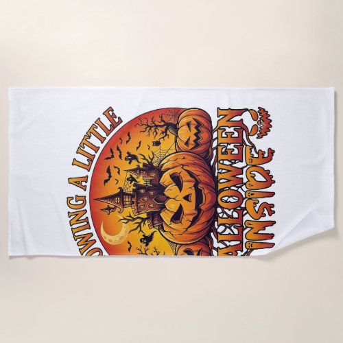 Growing Little Halloween Inside Pumpkins Haunted C Beach Towel