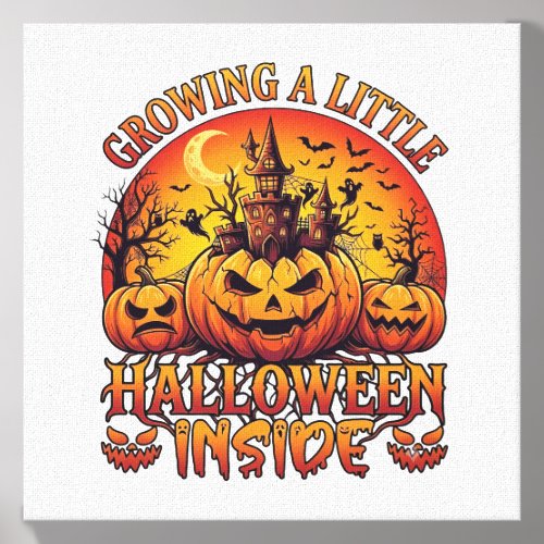 Growing Little Halloween Inside Pumpkins Haunted C Canvas Photo Tile