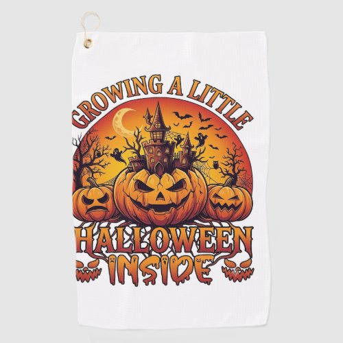 Growing Little Halloween Inside Pumpkins Haunted C Golf Towel