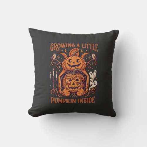 Growing Little Pumpkin Inside Halloween Pumpkins G Throw Pillow