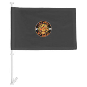 Growing My Fangs Halloween Pumpkin Ghost Design_1 Car Flag