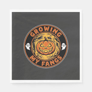 Growing My Fangs Halloween Pumpkin Ghost Design_1 Napkins