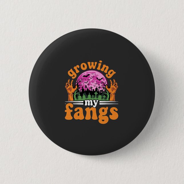 Growing My Fangs Halloween Vampire Design_1 Button (Front)
