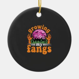Growing My Fangs Halloween Vampire Design_1 Ceramic Ornament