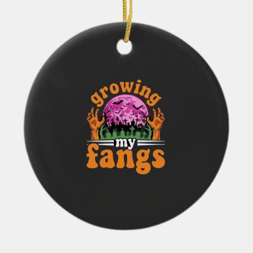 Growing My Fangs Halloween Vampire Design_1 Ceramic Ornament