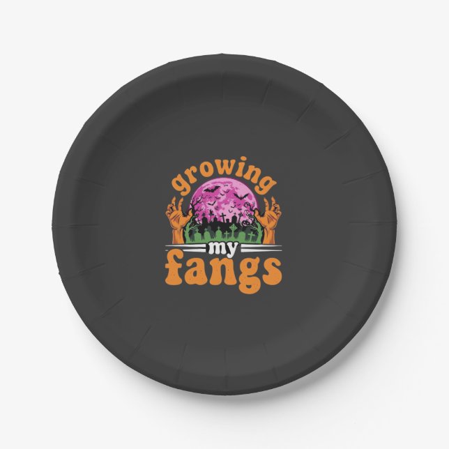 Growing My Fangs Halloween Vampire Design_1 Paper Plates (Front)