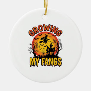 Growing My Fangs Vintage Halloween Vampire Shirt_1 Ceramic Ornament