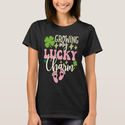 Growing My Lucky Charm St Patricks Day Pregnancy  T_Shirt