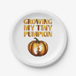Growing my tiny pumpkin Thanksgiving pregnancy Paper Plates