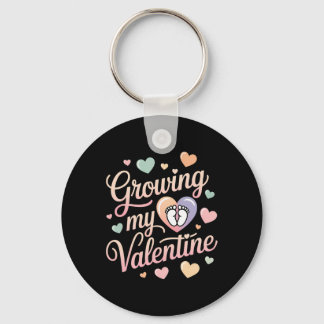 Growing My Valentine By Feet Heart Design  Keychain