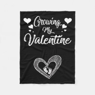 Growing My Valentine Pregnancy New Mom Valentines Fleece Blanket