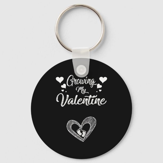 Growing My Valentine Pregnancy New Mom Valentines  Keychain (Front)