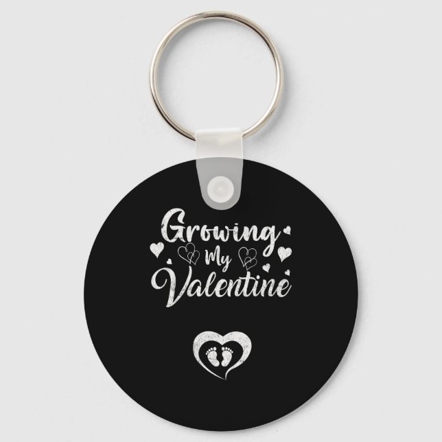 Growing My Valentine Pregnancy New Mom Valentines  Keychain (Front)