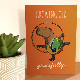 Growing Old Gracefully Capybara Gymnast Cartoon Cards