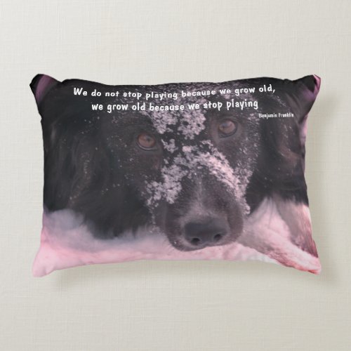 Growing Old Inspirational Quote Border Collie  Accent Pillow