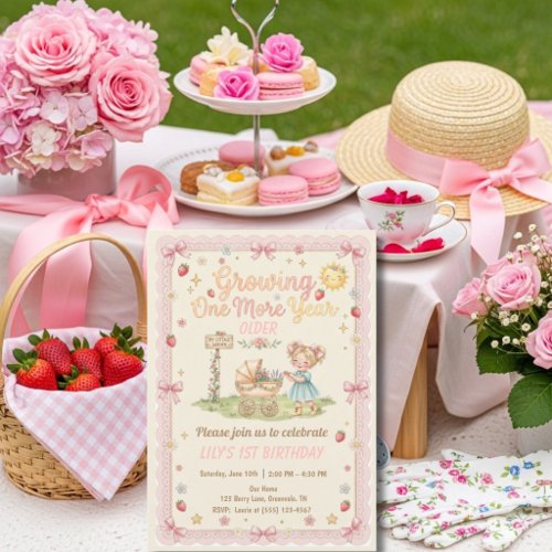 Growing One More Year Older Blonde girl Birthday Invitation