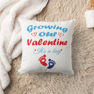 Growing Our Valentine It's A Boy New Pregnancy Throw Pillow
